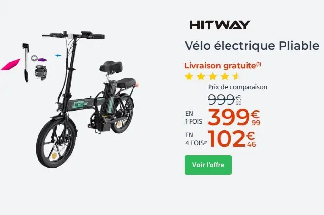 HITWAY Vélo électrique Pliable BK5 25km/h Autonomie 35-70km pas cher - Vélo Electrique Cdiscount