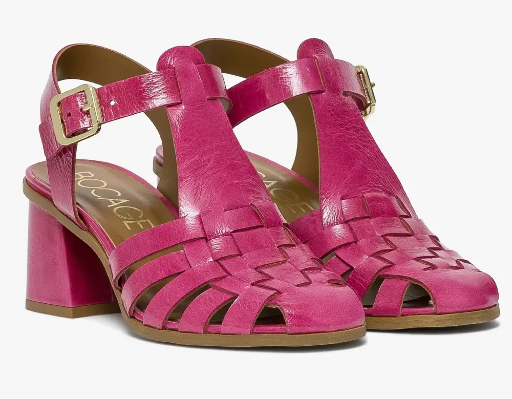 Sandales DELFINA Bocage en cuir Rose : féminines, élégantes et confortables