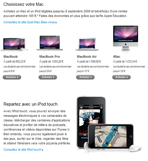 Achetez un mac et repartez avec un ipod Touch sur Apple-store.com