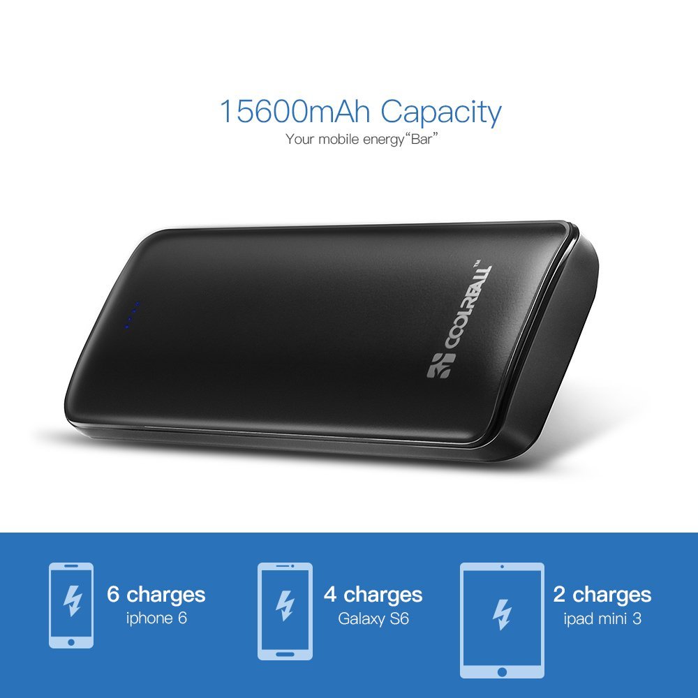 Coolreall 15600mAh Batterie Externe 2 Ports USB Chargeur Portable
