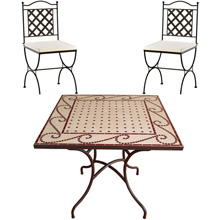 Table carrée + 4 chaises Médina - Ivoire%2Fbordeaux