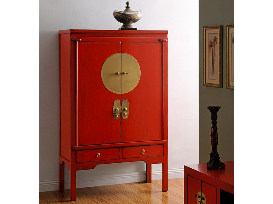 Armoire NANTONG 2 portes & 2 tiroirs L.105 cm Rouge
