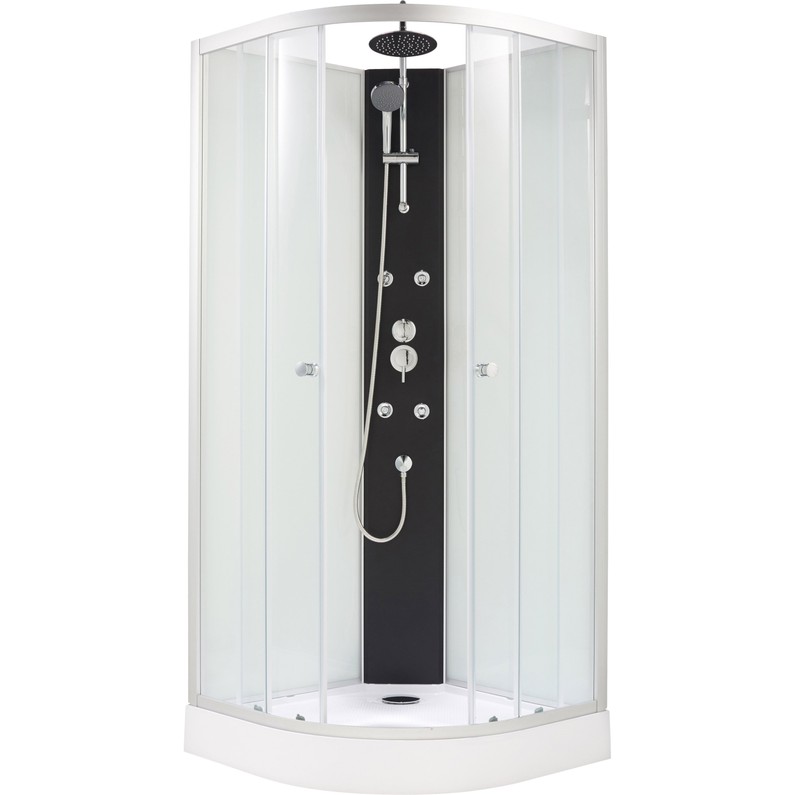 Cabine de douche 1/4 de cercle Lucy L.85 x l.85 cm blanche, verre transparent - Leroy Merlin