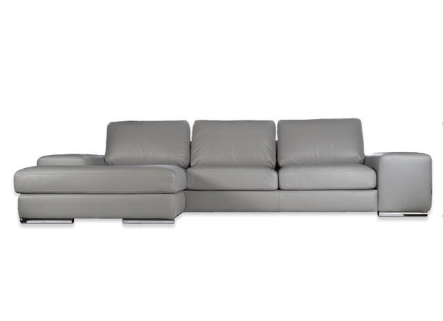 Canapé d'angle en cuir HARVYS gris clair