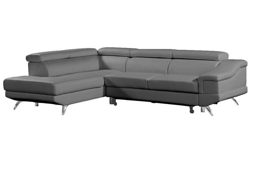 Canapé d'angle gauche gigogne BORGHI cuir vachette recyclé gris graphite
