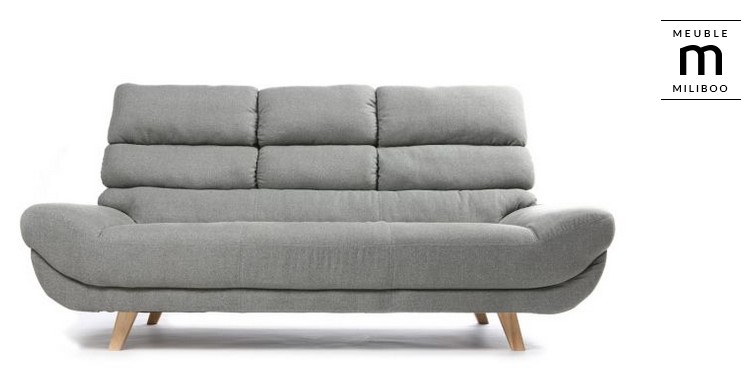 Canapé design scandinave 3 places gris NORDIK