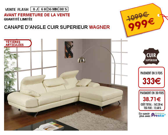 CANAPE D'ANGLE CUIR SUPERIEUR WAGNER