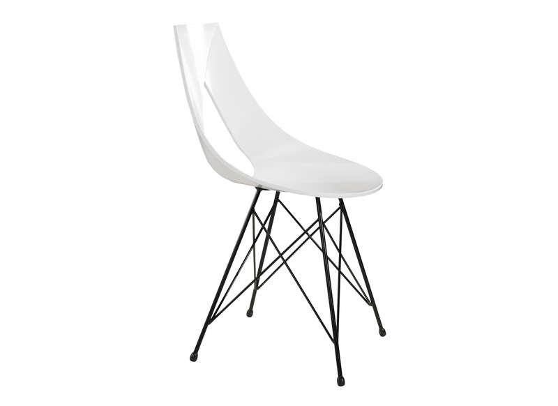 Chaise design pied acier noir Blanc RUBANN-V - AchatDesign