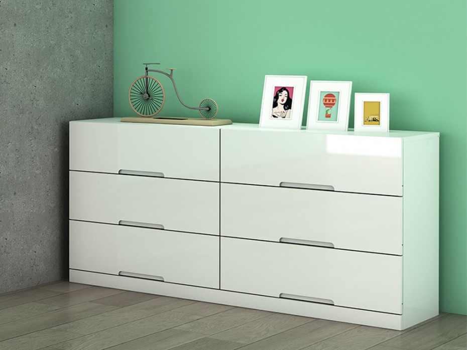 Commode 6 tiroirs CLAIRE MDF blanc laqué Commode Vente