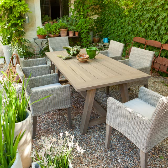 Table de jardin Castorama, Table Praslin bois 200 x 100 cm  Ventespas