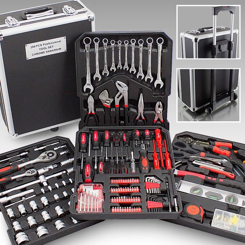 Mallette XXL avec 399 outils valise à roulettes coffret bricolage - ManoMano