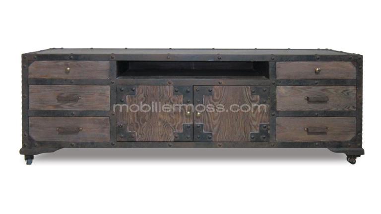 Meuble TV Chicago au design industriel en bois et métal - Mobilier Moss