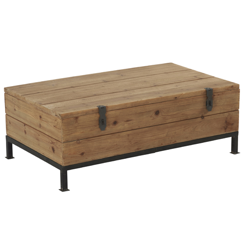Table basse Sallanches coffre de rangement en bois et métal