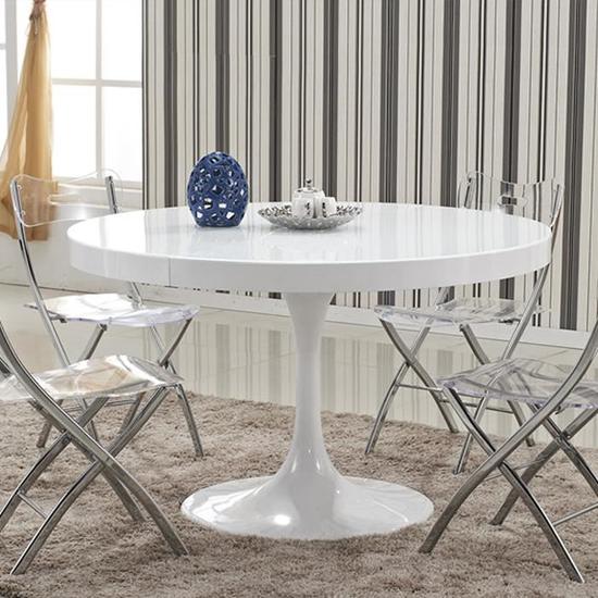 Table à manger ronde design Isola blanche