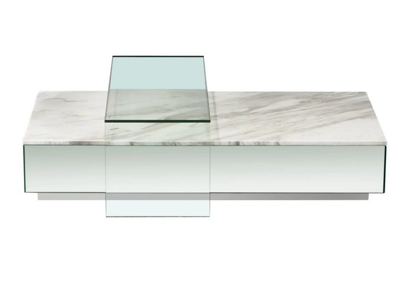 Table basse Lucio en marbre blanc et verre - Maisons du Monde