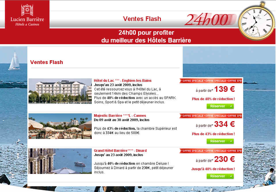 Vente flash Hotels Barrière