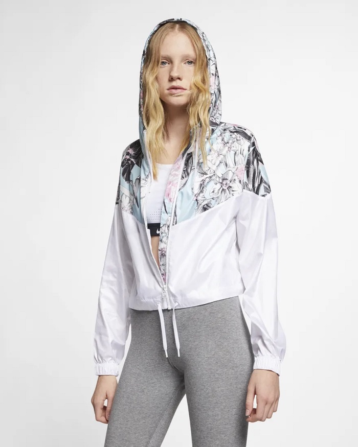 Nike Sportswear Windrunner Veste courte à motif floral Blanc