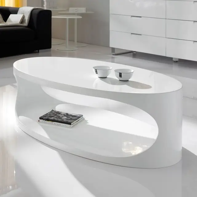 Table basse design ellipse blanc Zendart La Redoute