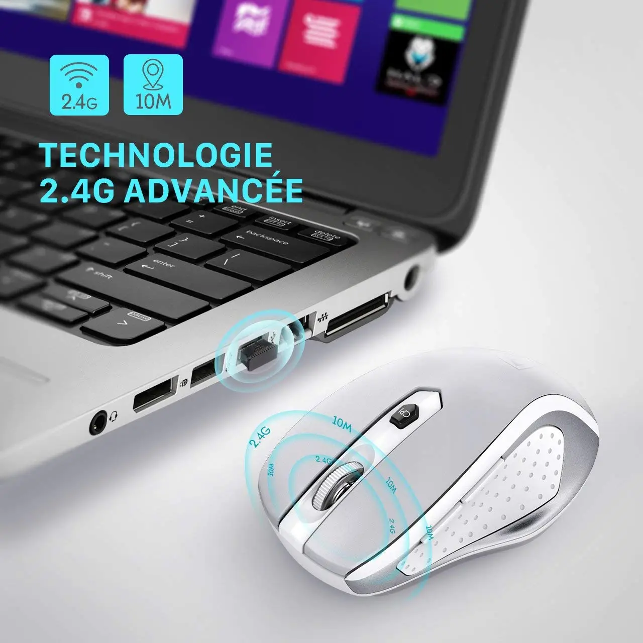 Souris sans Fil pas cher - VICTSING Souris Optique Mobile avec Récepteur Nano USB 6 Boutons