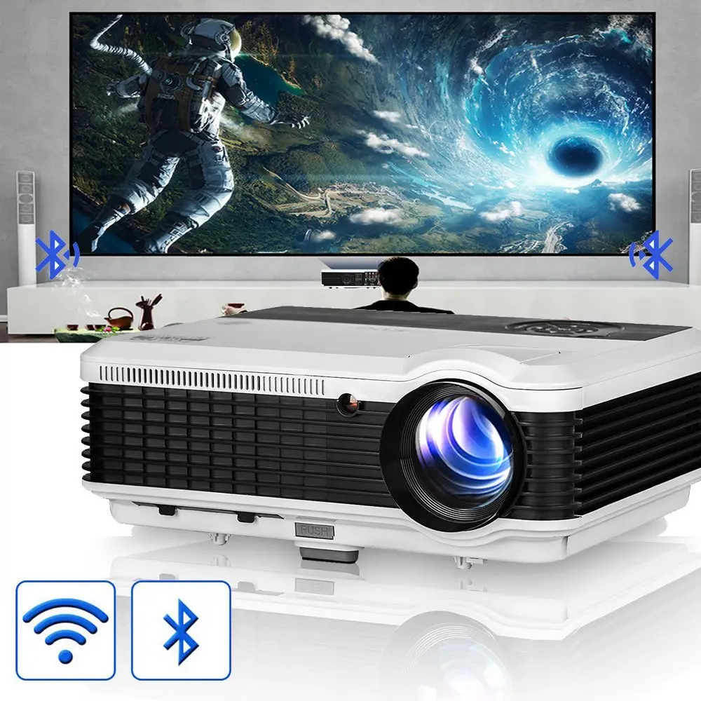 WXGA HD LED Smart Projecteur vidéo Wifi,  Video projecteur pas cher Amazon