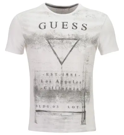 Tee-shirt Remember Guess Blanc pour Homme, T-shirt Galeries Lafayette