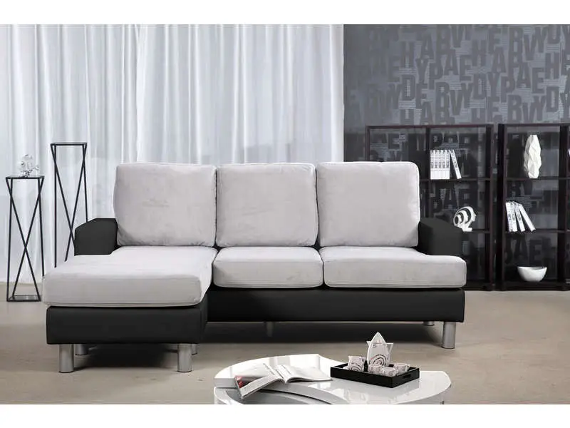 Canapé d'angle réversible 3 places RONANE coloris noir%2F gris