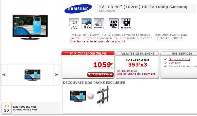 TV LCD 40'' (102cm) HD TV 1080p Samsung