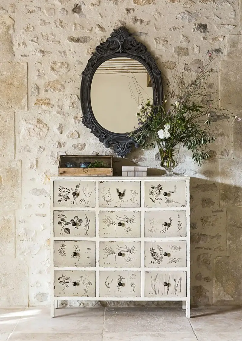 Cabinet de rangement 12 tiroirs Herboriste imprimé floral ivoire - Maisons du Monde