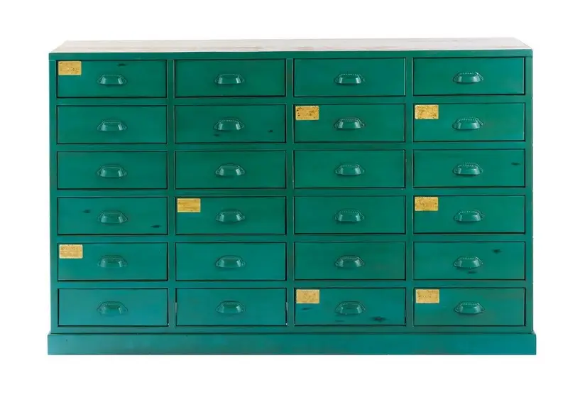 Cabinet indus 24 tiroirs Nino en métal vert  - Maisons du Monde 