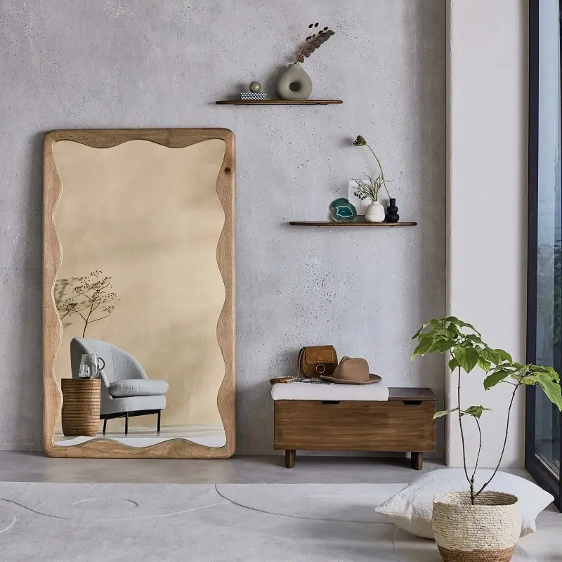 Grand miroir rectangulaire ondulé DOME en bois de manguier 100x170 cm - Maisons du Monde