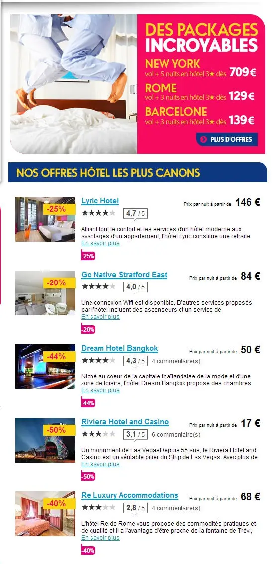 Hotel pas cher Ebookers