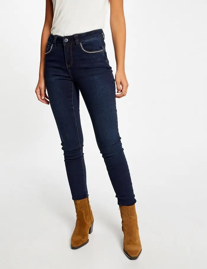 Jeans slim PAWEL Morgan avec détails chaînes jean brut - Jeans Femme Morgan  