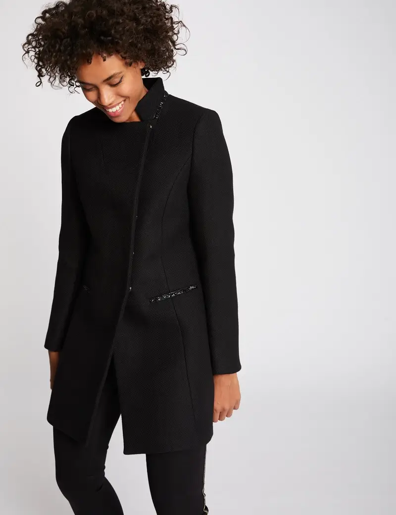 Manteau droit détails à strass noir Morgan