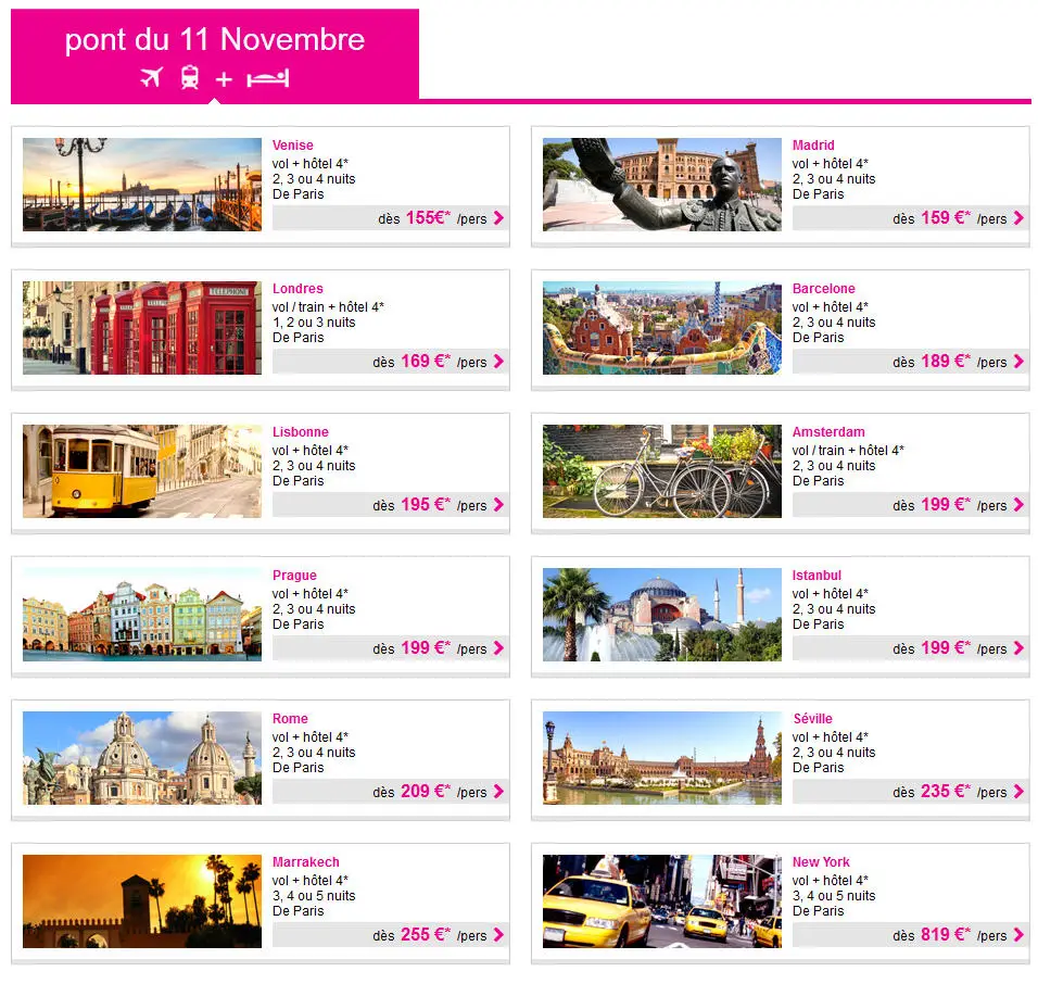 Ponts de Novembre Lastminute - Week-end Pas Cher Ponts du 1er et du 11 novembre