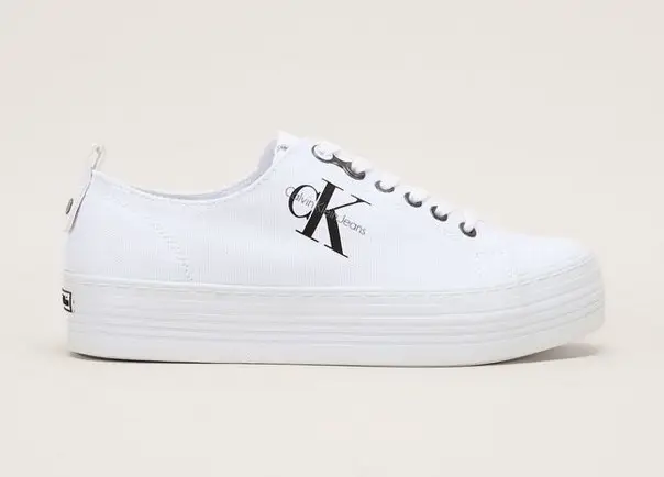 Calvin Klein Jeans Sneakers blanches semelles compensées à lacets - Monshowroom