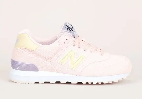 New Balance Sneakers 574MIB en mesh rose pâle détails jaune pastel