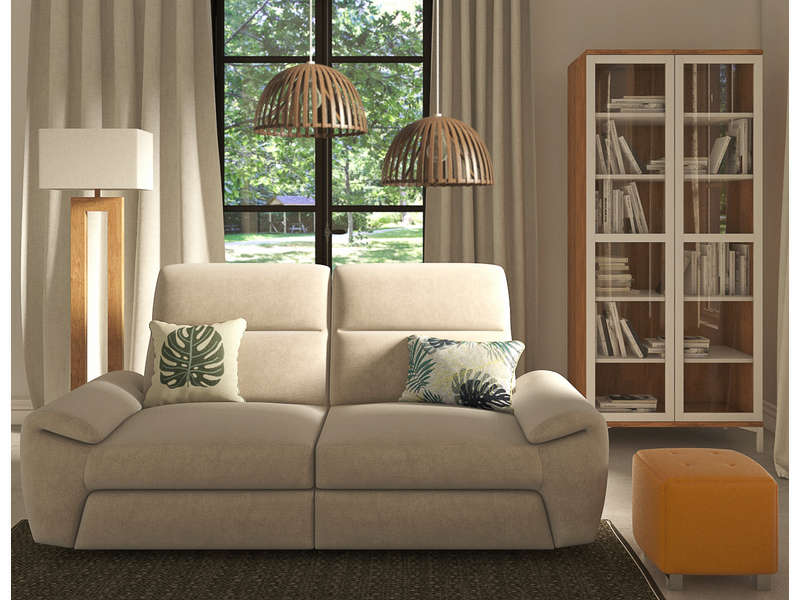 Canapé droit relax électrique 2,5 places WALLACE coloris gris clair