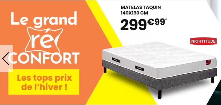 Matelas Mousse 140x190 cm NIGHTITUDE TAQUIN pas cher - Matelas Conforama