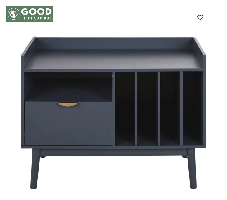 Buffet Meuble à vinyles PENELOPE 1 tiroir 4 niches bleu foncé - Buffet Maisons du Monde