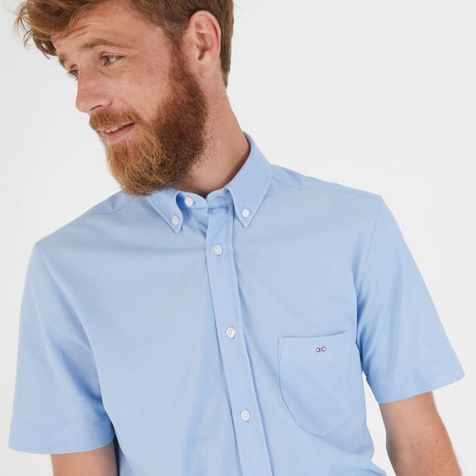 Chemisette bleu clair EDEN PARK en piqué de coton - Chemise Homme Eden Park