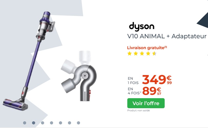 DYSON V10 ANIMAL + Adaptateur pour surfaces en hauteur pas cher - Aspirateur Cdiscount