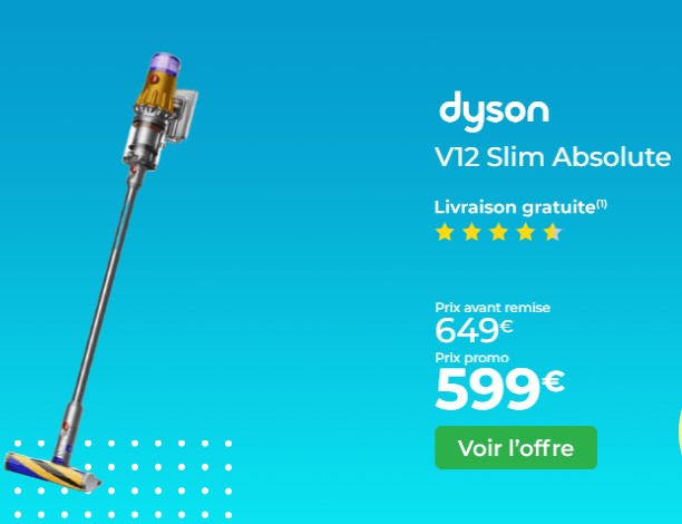 DYSON V12 Slim Absolute Aspirateur Balai sans fil 150AW