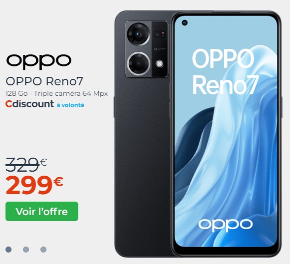 OPPO Reno7 8 Go RAM + 128 Go Noir pas cher - Smartphone Cdiscount