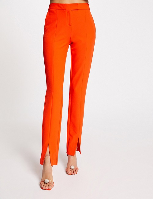 Pantalon tailleur ajusté fendu MORGAN orange - Pantalon Femme Morgan