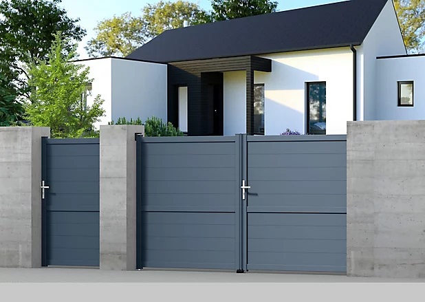 Portail Jardimat aluminium Perth gris anthracite 350 x h.170 cm