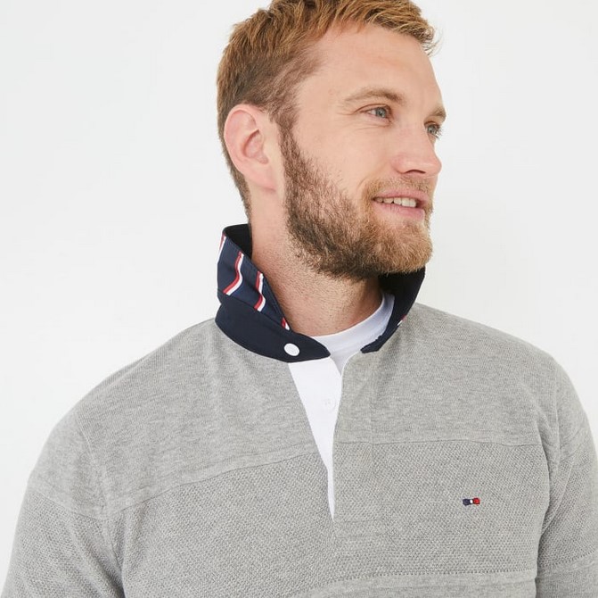 Pull gris clair Eden Park en maille à col polo - Pull Homme Eden Park