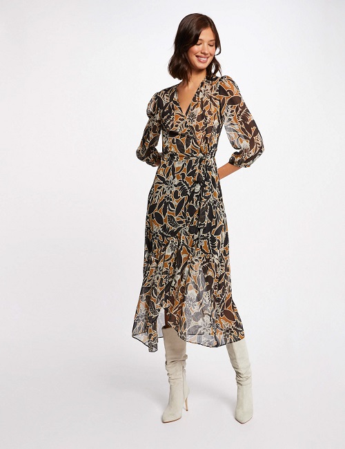 Robe longue portefeuille MORGAN imprimé végétal multico - Robe Femme Morgan