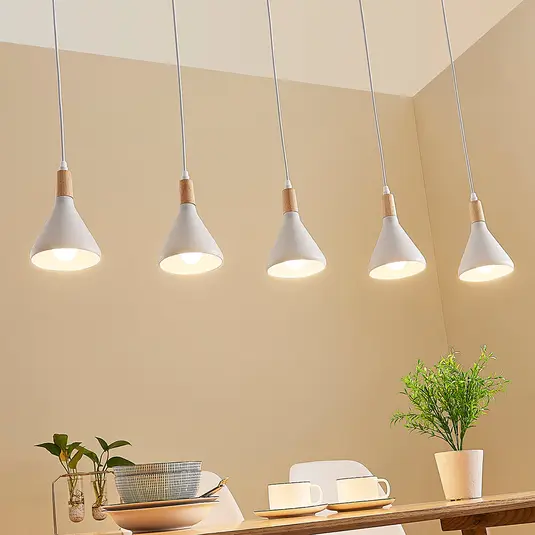LINDBY Suspension LED Arina à 5 lampes en blanc - Suspension Luminaire