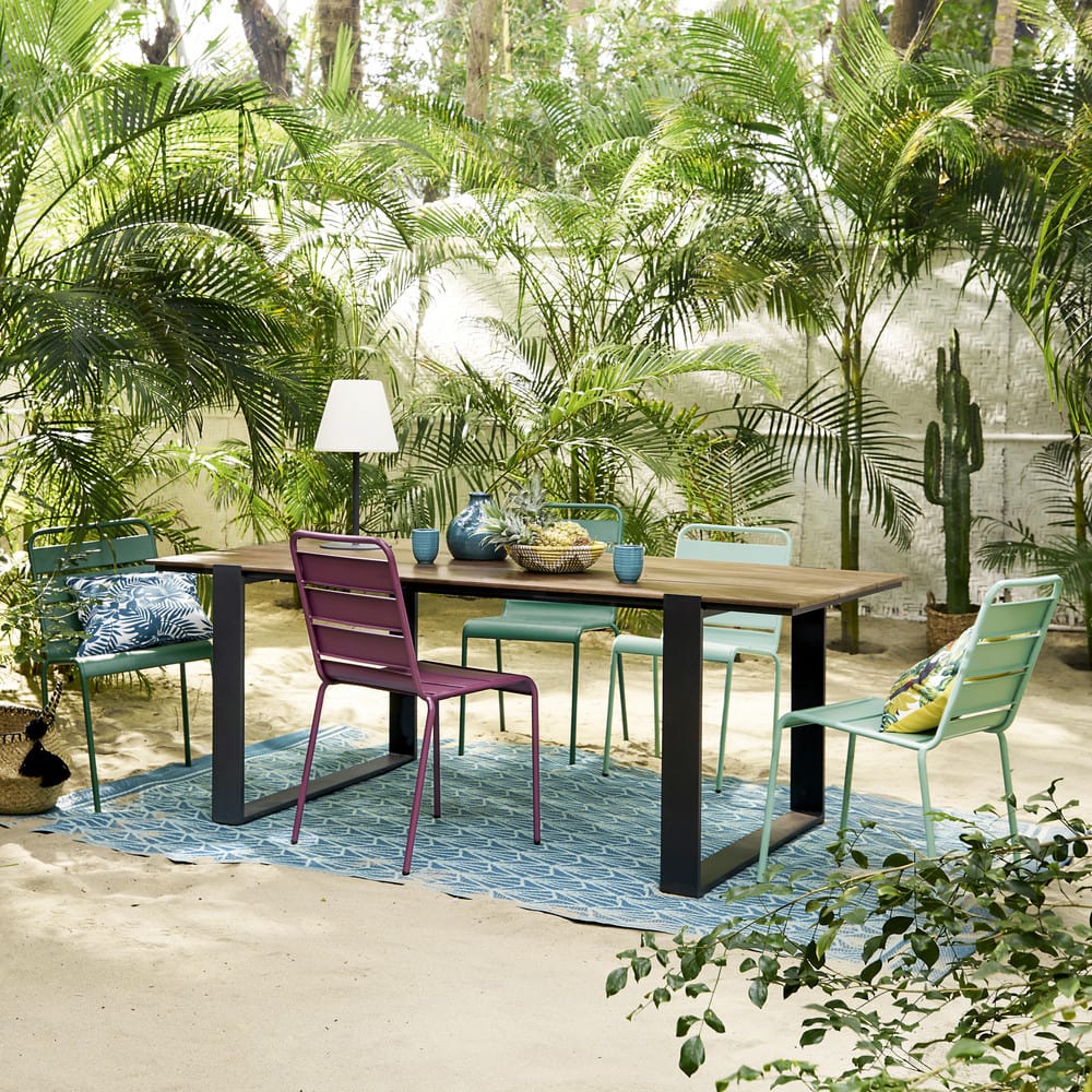 Table de jardin 6 personnes COMORES en composite et aluminium - Soldes Table de Jardin Maisons du Monde