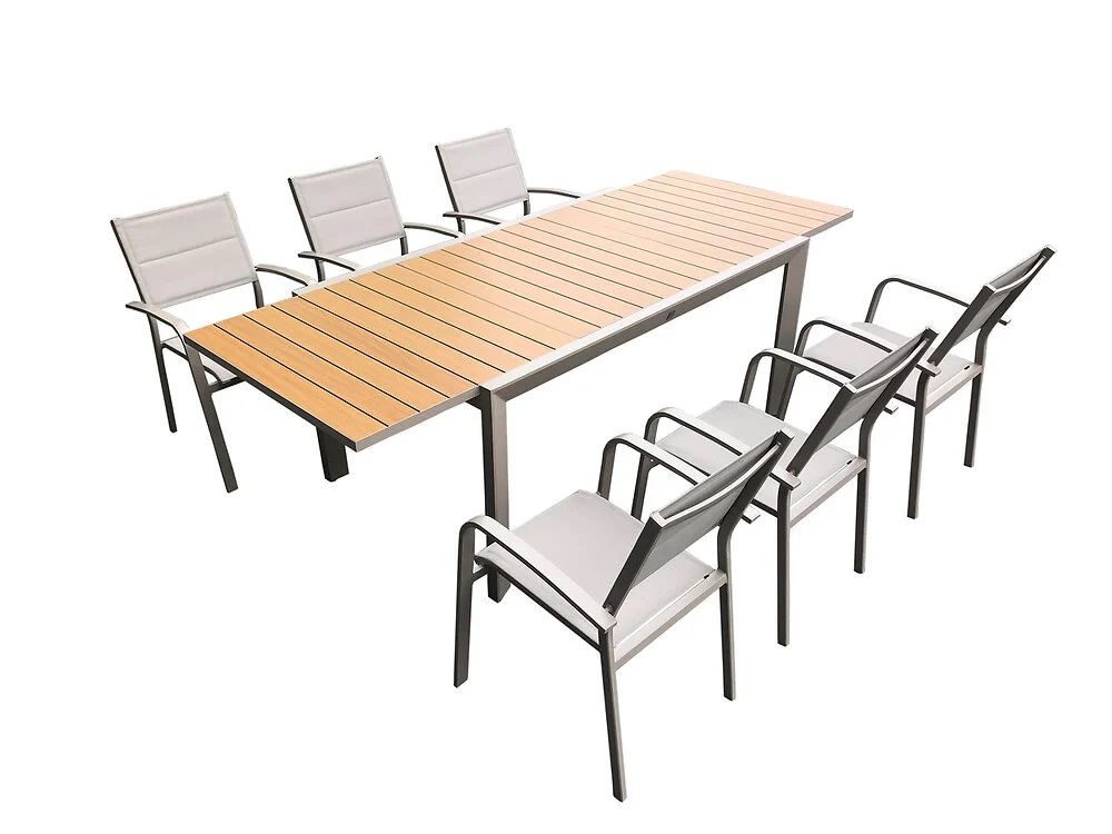 Table de jardin extensible LONG BEACH 2 aluminium pas cher - Table de jardin Bricomarché